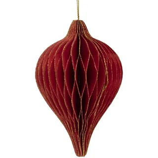 coopz Weihnachtsschmuck Weihnachtskugel Papier Anhänger Tropfen 13 cm Weihnachten, Farbe:rot