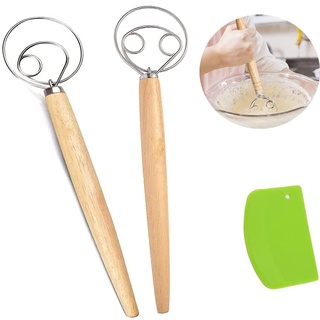 Brotteigmischer, Holländischer Schneebesen, Dänischer Teigkneter, Dänischer Schneebesen mit Mehlschaber, geeignet zum Backen in der Küchen der Küche