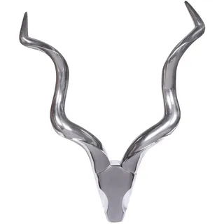 Wohnling Hirschgeweih L Aluminium Silber Wanddeko 80 cm