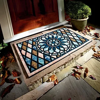 3 Pagen® Fußmatte außen mit Mosaik Muster, hochwertige Bunte Outdoor Türmatte, Schmutzfangmatte pflegeleicht & wetterfest, rutschfeste & robuste Sauberlaufmatte, Mehrfarbig, 75 x 45 cm