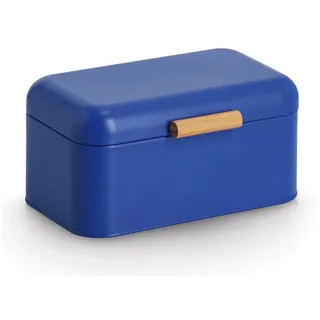 Zeller Brotkasten Metall/Bambus Blau
