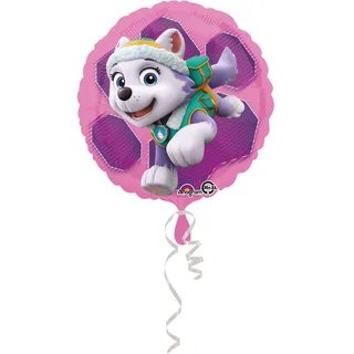 Amscan 3408801 - Standard Folienballon Paw Patrol Skye und Everest, Durchmesser circa 43 cm, Heliumballon, Geburtstag, Pink / Violett