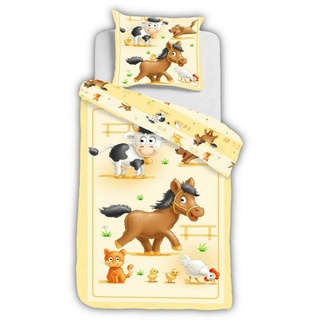 Bettwäsche »Pferd«, ESPiCO, Renforcé, 2 teilig, Sleep and Dream, Digitaldruck, Kuh, Hund, Katze beige|braun|bunt|gelb|weiß