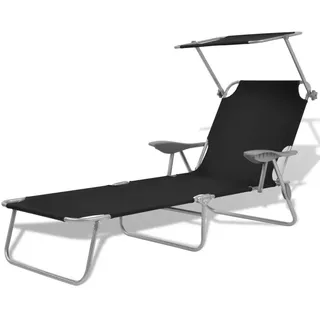 vidaXL Sonnenliege 189 x 58 x 109 cm Schwarz