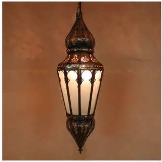 Casa Moro Lampenschirm Orientalische Hängeleuchte Ramla mit Milchglas, handgefertige Lampe aus Marokko L1267 weiß
