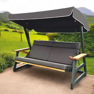 Casa Padrino Luxus Hollywood Schaukel Anthrazit / Braun 226 cm - Garten & Terrassen Möbel