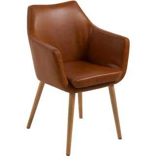 AC Design Furniture Trine Esszimmerstuhl, B: 58 x T: 58 x H: 84 cm, Braun/Eiche, Kunstleder/Eiche, 1 Stk