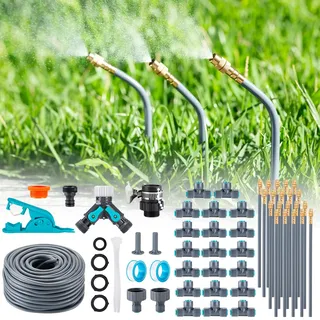 360° Automatisches Garten Bewässerungssystem, Tropfbewässerung mit Präziser Durchflussregelung, Sprinklersystem Kühlsystem für Gewächshaus, Hochbeet, Terrasse, Balkontopfpflanzen (30M)