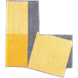 Badematte GRUND Badematten Gr. rechteckig (50 cm x 60 cm), 1 St., gelb (gelb, grau) Gemusterte Badematten