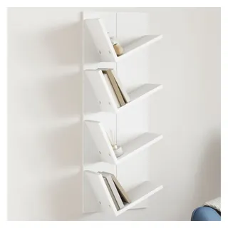 vidaXL Regal Wand-Bücherregal mit 4 Fächern Weiß 33x16x90 cm, 1-tlg. weiß