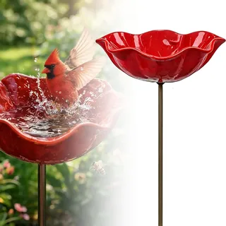 Vogeltränke Blume, Bienentränke & Vogeltränke Metall in Blumenform, Insektentränke Garten, Vogel und Insektentränke Stehend Gartenstecker für Draußen Garten, Terrasse, Hof, Rasen (B)
