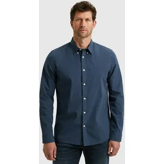 Langarmhemd PME LEGEND, Herren, Gr. M, N-Gr, blau (schwarz denim), Web, Obermaterial: 97% Baumwolle, 3% Elasthan, unifarben, regular fit normal, Manschette, Hemden, mit Logo Stickerei