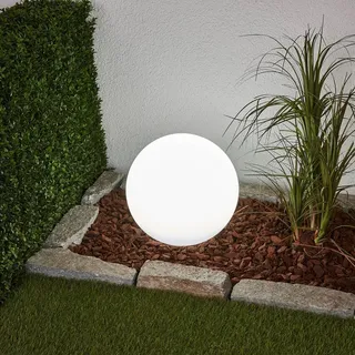 LINDBY Solarleuchte Kunststoff Ø 30 cm inkl. Erdspieß weiß
