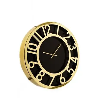 Almina Wanduhr in Schwarz/Gold mit Ziffern 60 cm moderne Uhr für Ihr Zuhause