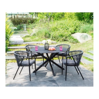 Garten-Essgruppe: Esstisch D. 120 cm + 4 Stühle 6 - Aluminium - PORTOFINO von MYLIA