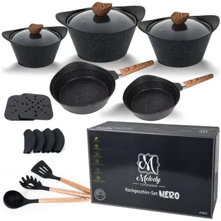 Melody Topf-Set Topfset Aluguss, Aluminiumguss (Set), Antihaftbeschichtet, Induktion, 20cm, 24cm, 28cm schwarz