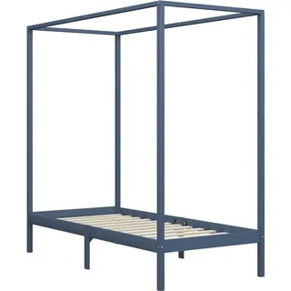 Möbel Himmelbett-Gestell Grau Massivholz Kiefer 90 x 200 cm - Klassische Betten &11882 - Grau