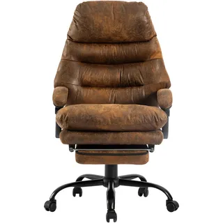 Livetastic Chefsessel Fußstütze, Braun, Schwarz, Metall, Kunststoff, Textil, Drehkreuz, 64x114-122x72 cm, Sitzfläche 360° drehbar, Arbeitszimmer, Bürostühle, Drehstühle