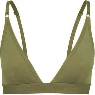 Yenita Bambus Damen Unterwäsche, Triangel BH, String Tanga aus Nachhaltiger Bambusfaser (L, BH - Olive) - L