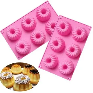 KEELYY 2 Stück Mini Gugelhupfform Silikon, Ø 7 cm Gugelhupf Kuchenform Klein Savarin Form Silikon Wiederverwendbare Muffinförmchen Gugelhupfform Ø
