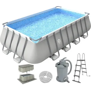 Avenli Pool Komplettset 549x305x122cm grau mit Sandfilter & Sicherheitsleiter grau No Size