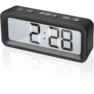 Romon Digitaler Wecker, Reisewecker Klein, Temperatur- Und Feuchtigkeitsanzeige, Datumsanzeige, Timer, Countdown-Timer, Magnetische Rückseite, Geeignet Für Küche, Schlafzimmer, Reise - Schwarz