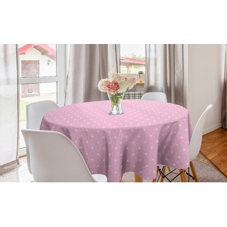 Abakuhaus Tischdecke Kreis Tischdecke Abdeckung für Esszimmer Küche Dekoration, Rosa Tupfen Brushed Runde Motiv rosa