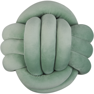 Dekokissen Knoten Ball Flechtmuster Samtstoff grün 30 x 30 cm MALNI