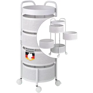 Floordirekt Rollwagen, Badregal, Badezimmerregal mit 5 Ebenen, Nischenregal, Regal schmal, Nischenwagen auf Rollen, platzsparend, 28 x 28 x 72 cm - Henry Weiß