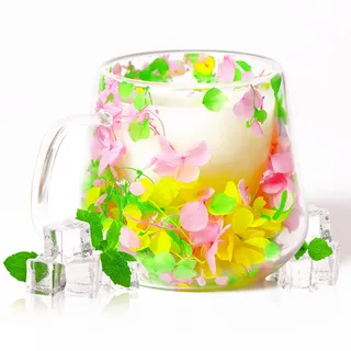 RUIOMII 200ML Floral Fusion Doppelwandige Glasbecher, Doppelwandige GläSer mit Blumen, geeignet für Freunde, Freundinnen, Mütter und andere weibliche Geschenke.
