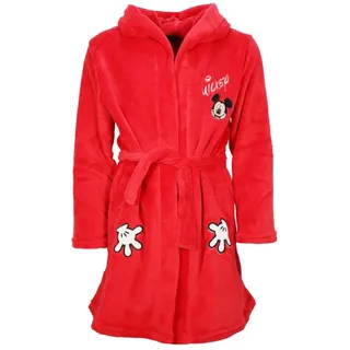 Disney Kinderbademantel Disney Mickey Maus Kinder Jungen Coral Fleece Bademantel mit Kapuze, Polyester, Gr. 98 bis 128 rot 98/104