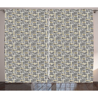 Gardine Schlafzimmer Kräuselband Vorhang mit Schlaufen und Haken, Abakuhaus, Streifen Brushstroke Moderne Streifen gelb 280 cm x 225 cm