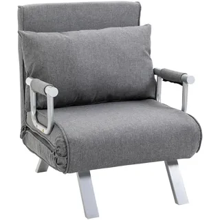 Homcom - Schlafsofa Mit Armlehne 3-in-1 Schlafsessel Gästebett Klappmatratze Klappbett Chaiselongue Multifunktion Leinenartiges Polyester Grau 65 X 69 X 80 Cm