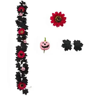 Kunstranke Künstliche Ahornblätter Girlande,Halloween Kürbis Herbstkranz, Coonoor, für Drinnen und Draußen,Abendessen, Party, Kamin, Weihnachtsdekoration