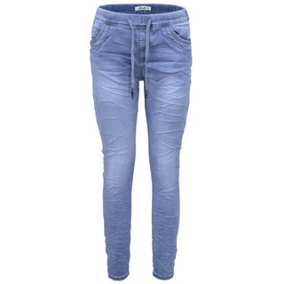 Jewelly Regular-fit-Jeans Joggpants Wohlfühlhose Jogging Baggy Jeans blau S/36