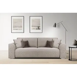INOSIGN 3-Sitzer Beatrice Schlafsofa, wahlweise auch mit Bettfunktion und Bettkasten, incl. 2 Zierkissen braun
