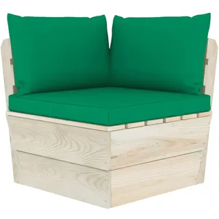 vidaXL Garten-Paletten-Ecksofa mit Kissen grün