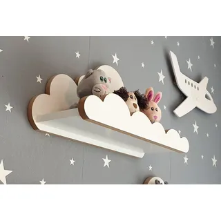 MOLILAND Wolke Wandregal - Regal Weiß für Kinderzimmer - Wandregal Holz im Skandinavischer Stil - Schweberegal Wanddeko mit Befestigungssatz, Minorka Elegance