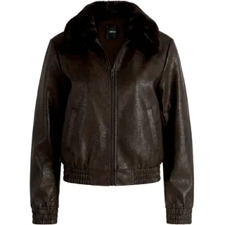 Zero Kunstleder-Jacke mit Kunstfellkragen Schwarz 36