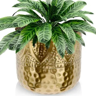 Vilde Übertopf Blumentopf Pflanzentopf Blumenvase Vase Blumen dekorativ aus | Metall Gold 19x18 cm