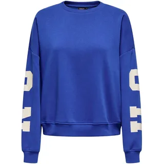 ONLY Damen Sweatshirt ONLSweat Life Back Sleeve Print Pullover Loose Fit 15356793 Surf The Web Birch Houston S - S