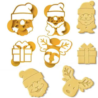 4er Keksausstecher Set Weihnachten Ausstecher Weihnachtsmann Santa Rudolf Rentier aus Bio Kunststoff Made in Germany inkl. 2 Keksrezepten