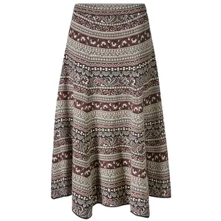 Himalaya Clothing Strickrock Damen ausgestellter Midirock Jacquardmuster GOTS Bio-Baumwolle casual Elastischer Bund, femininer Schnitt und nachhaltig gefertigt braun L