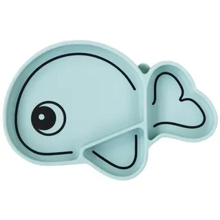 Done by Deer Stick&Stay Teller mit Saugnäpf, Wally Blau - Esslernteller mit Unterteilung - Unterteilt Kinderteller aus 100% Silikon - Silikonteller Baby Saugnapf mit Unterteilung, Geteilte Teller