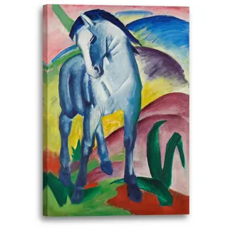 Printed Paintings Leinwandbild (30x40cm) Franz Marc: Blaues Pferd (1911), Leinwand auf Keilrahmen gespannt und fertig zum Aufhängen, hochwertiger Kunstdruck aus deutscher Produktion