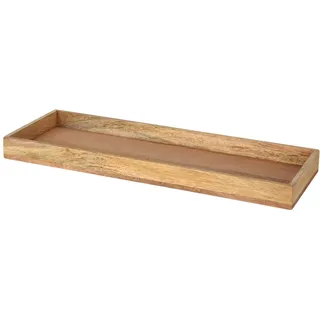 Spetebo XL Mangoholz Kerzentablett eckig - 50 x 18 cm - Deko Holztablett mit Rand - Massiv Holz Obst Schale Servier Brett Kerzen Tablett Adventskranz Weihnachten