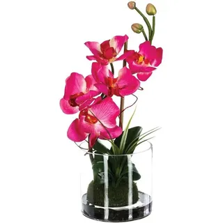 Künstliche Orchideen Komposition Glasvase H37cm - Rosa
