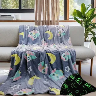Kuscheldecke für Kinder, Decke Leuchtend Im Dunkeln Kuscheldecke Geschenke Jungs Kinder, Super Weiche und Warme Decke(Tiere, 130x150 cm)