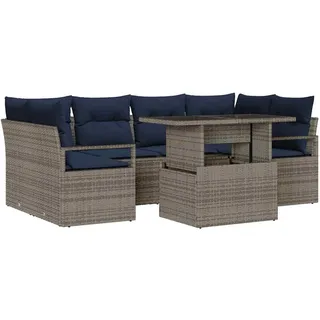 vidaXL Garten-Sofa-Set 7-tlg. grau/marineblau
