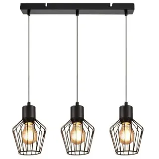 ZMH Pendelleuchte 3-flammige E27 in Schwarz Vintage Käfigform | Gr.: onesize